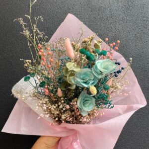 Ramo Mediano Flores Secas Tonos Turquesas