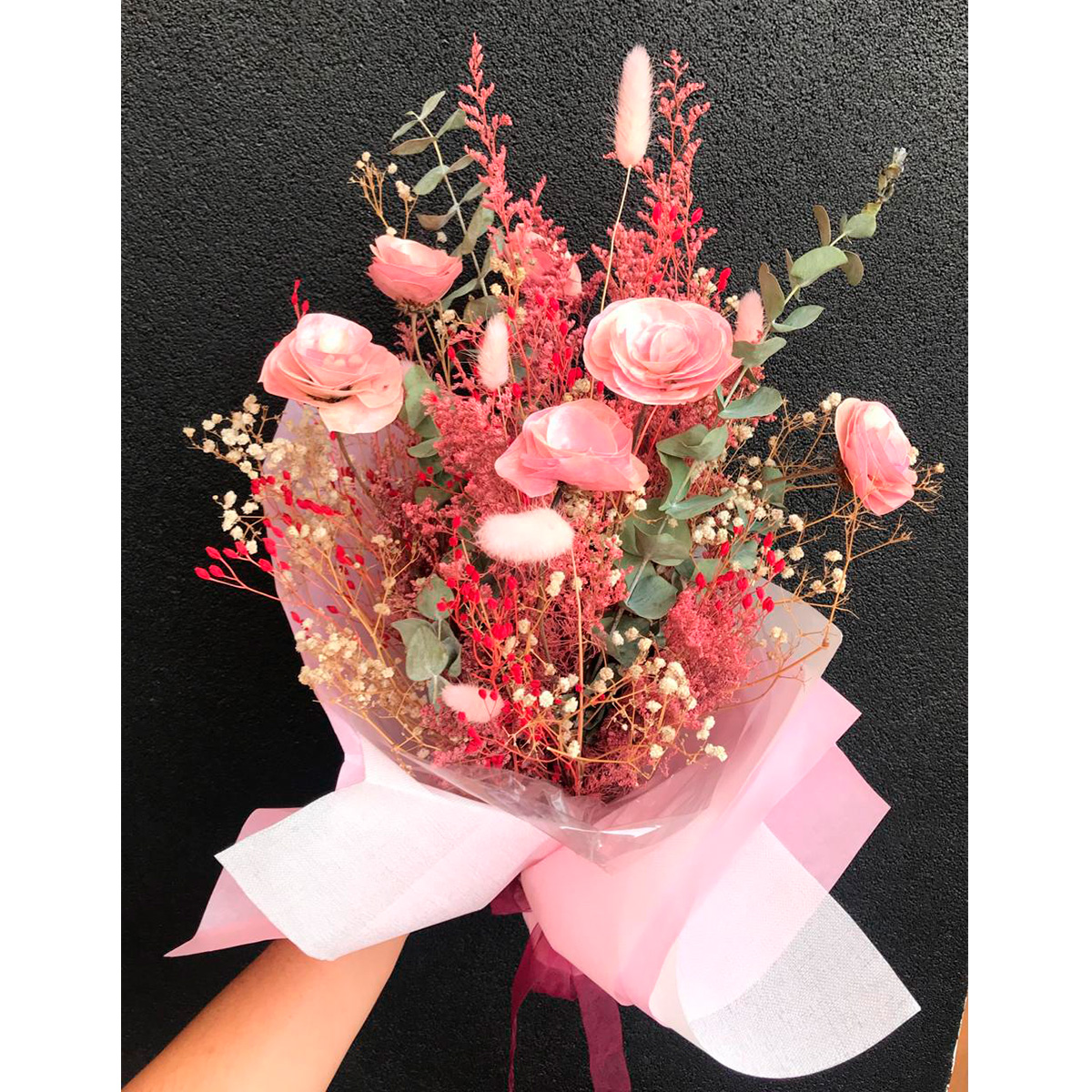 Ramo Grande Flores Secas Tono Rosado